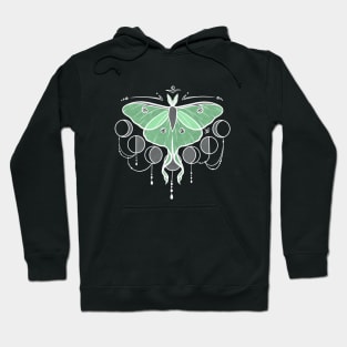 Midnight Luna Moth - green Hoodie